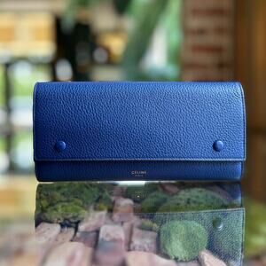 CELINE Blue Leather Continental Wallet